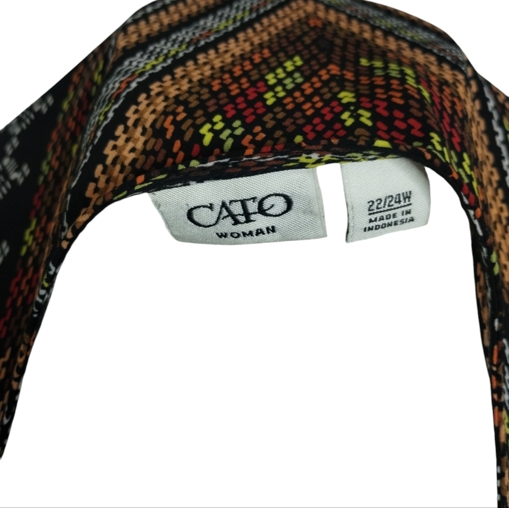 CATO Festival Boho Oversized Geometric Kaftan Dress Pancho Women's 22/24W Kimono - Picture 6 of 9